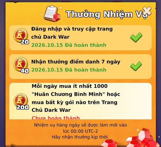 Thưởng nhiệm vụ